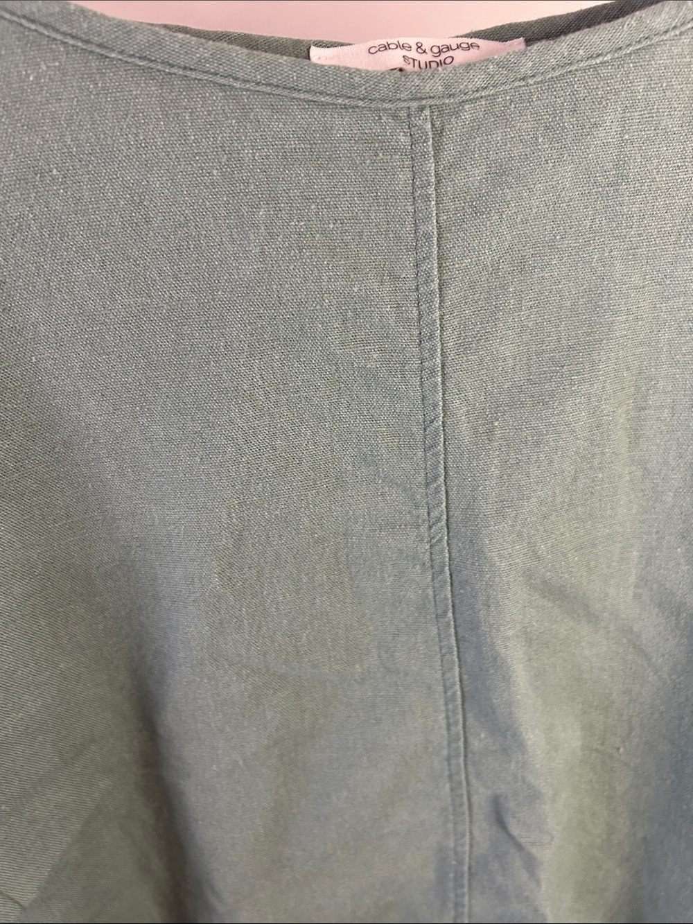 Cable & Gauge Studio Linen Blend Roll Tab Top Sage Green Large - Picture 7 of 12